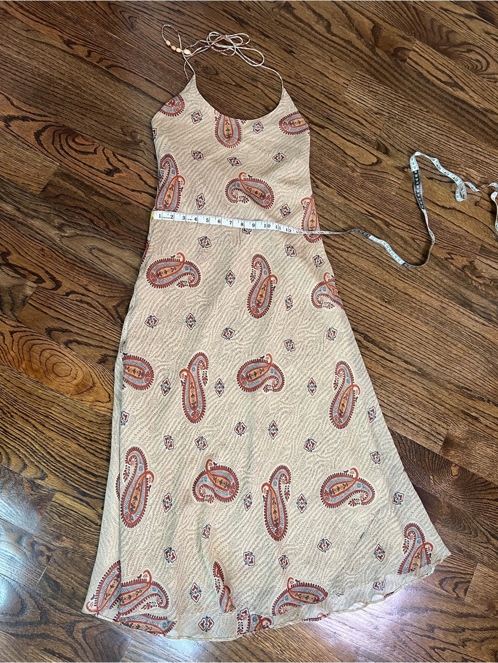 Lauren Ralph Lauren Beige Paisley Slip Midi Dress with Rust Accents - Picture 13 of 16
